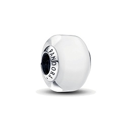 Sterling silver charm with white Murano glass