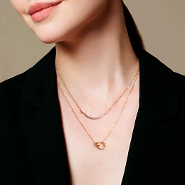 Gold Interlinked Circles Pavé Necklace