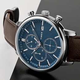 Chicago Chrono 45mm Silver Tone Blue