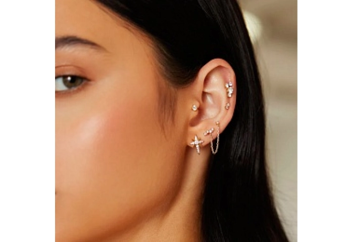 Gold Eight-Pointed Star Stud Earrings
