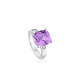 SILVER RING 0.12CT H/SI DIAM  AMETHYST