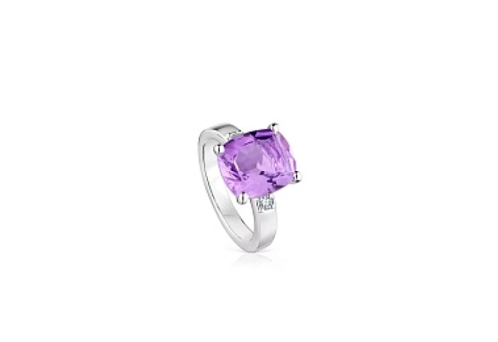 SILVER RING 0.12CT H/SI DIAM  AMETHYST
