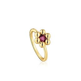 SILVER GOLD PLATED RING RHODOLITE N14