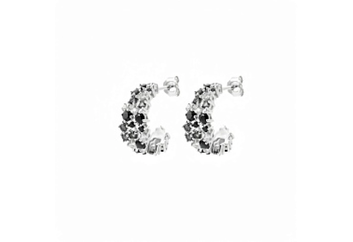 LOOPRHODIUMSYNTH.STONEEARRINGSPLATEDSILVERCZ 925