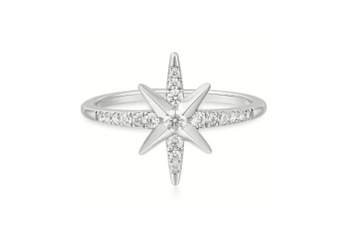 Silver Eight-Pointed Star Signet Ring