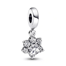 Paw sterling silver dangle with clear cubic zircon