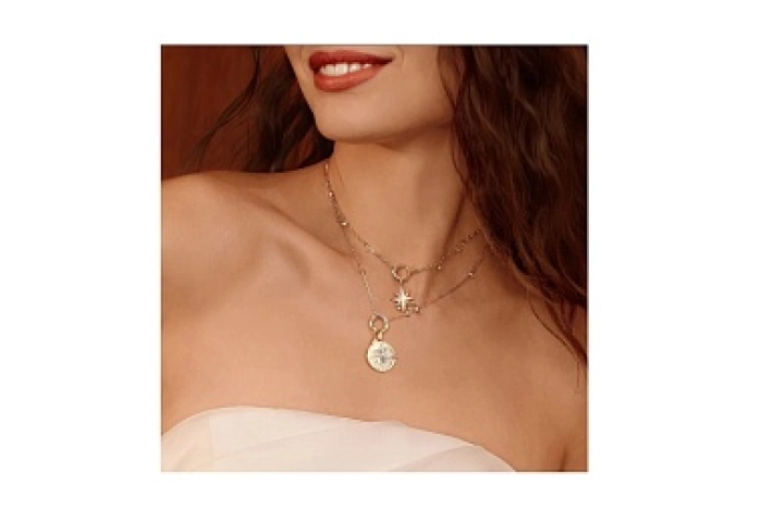Gold Star Chain Charm Connector Necklace