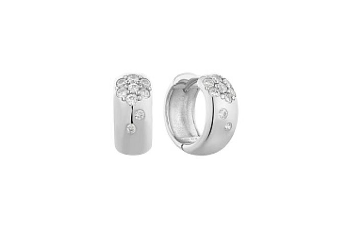 Silver Sparkle Chubby Huggie Hoop Earrings