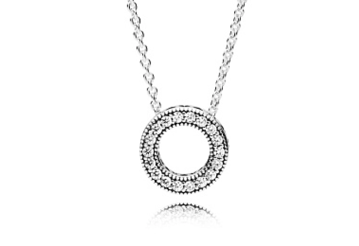 PANDORA logo reversible silver collier with clear 