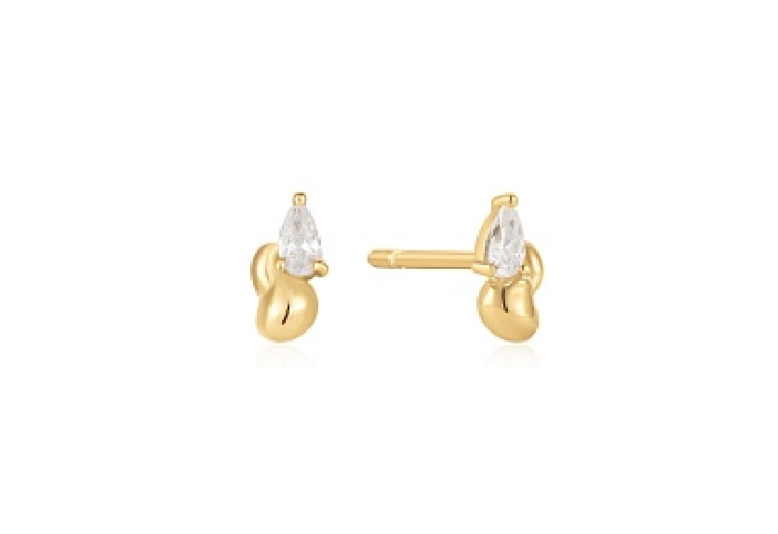 Gold Twisted Wave Stud Earrings