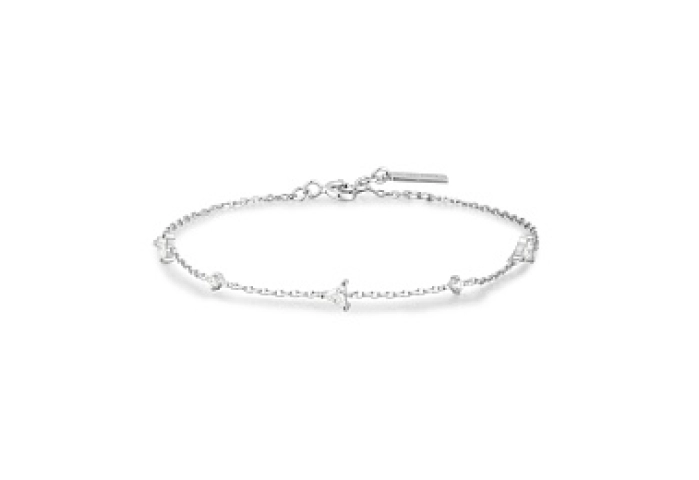 Silver Triangular Cubic Zirconia Station Bracelet