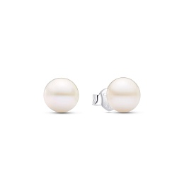 Sterling silver stud Earrings with 7 mm white treated freshwater cultured pearl