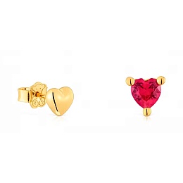 SILVER GOLD PLATED EARRINGS LGG RUBY 9MM