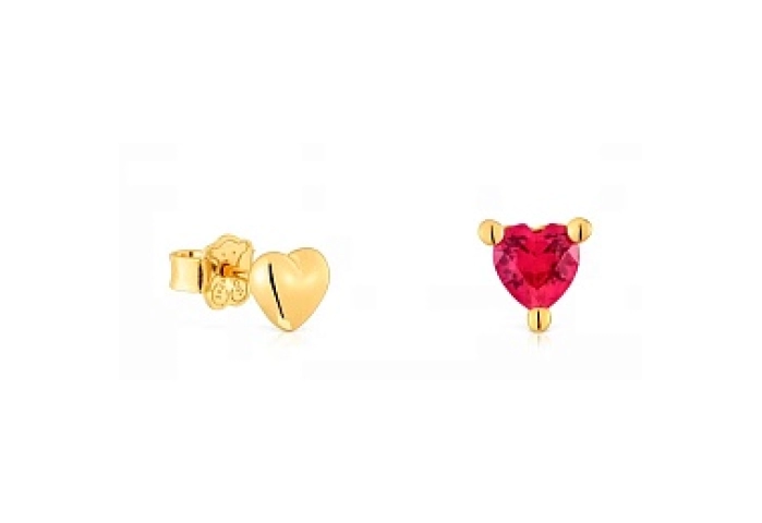 SILVER GOLD PLATED EARRINGS LGG RUBY 9MM