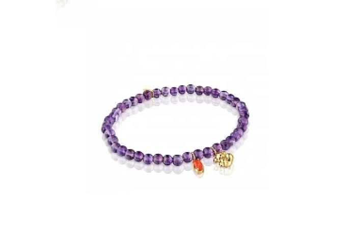 SILVER GOLD PLATED BRACELET AMETHYST+CORNELIAN 16,5CM