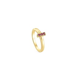 SILVER GOLD PLATED RING 3 RHODOLITE N14