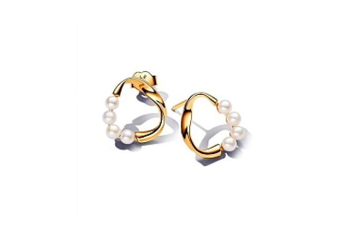 14k Gold-plated stud earrings with white treated f