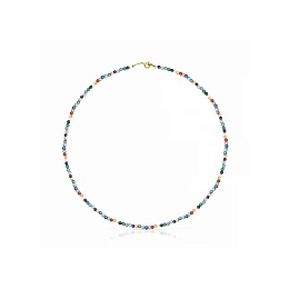 SILVER GOLD PLATED CHOKER GEMSTONES 45CM