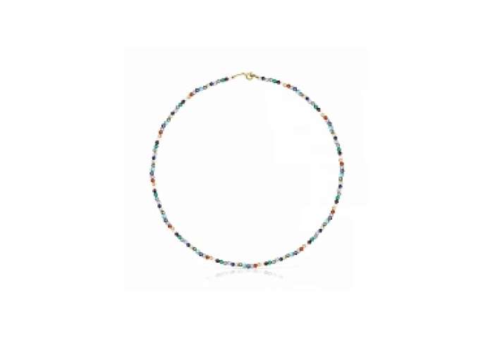 SILVER GOLD PLATED CHOKER GEMSTONES 45CM