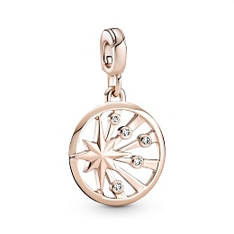 Star 14k rose gold-plated medallion with clear cubic zirconia /789676C01