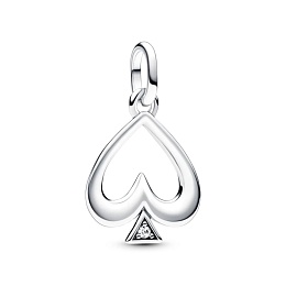 Spade sterling silver medallion with clear cubic zirconia