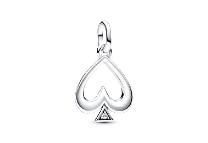 Spade sterling silver medallion with clear cubic z