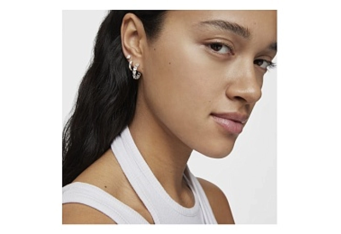 SILVER HOOP EARRINGS BEAR CHAIN  13,5MM