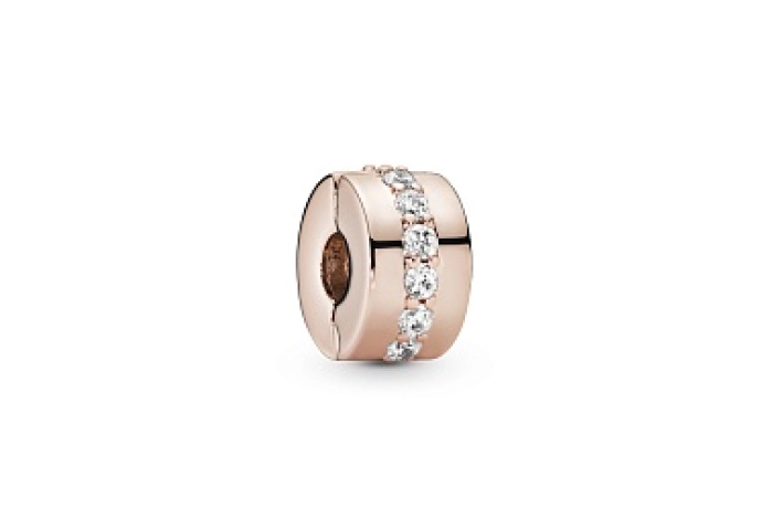 14k Rose gold-plated clip with clear cubic zirconi