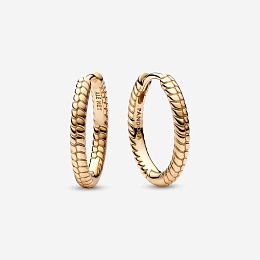 Snake chain pattern 14k gold-plated hoop earrings