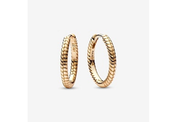 Snake chain pattern 14k gold-plated hoop earrings