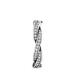 Braided pave silver ring with cubic zirconia