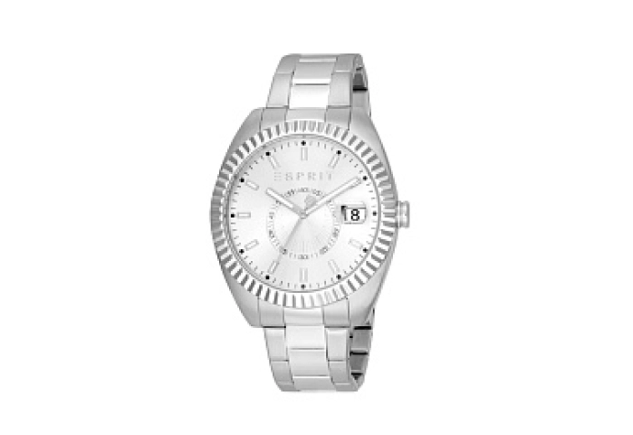 ESPRIT Men Watch, Silver Color Case, Silver Dial, Stainless Steel Metal Bracelet, 3 Hands Date, 10 A
