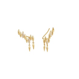 Gold Spike Climber Stud Earrings