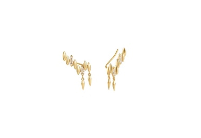 Gold Spike Climber Stud Earrings