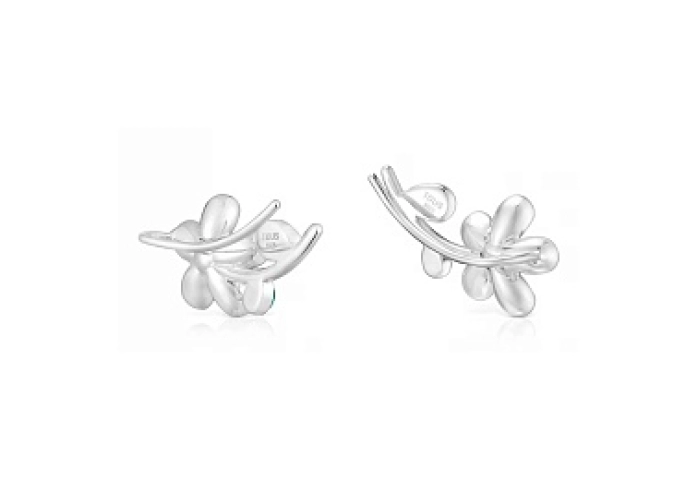 SILVER EARRINGS FLOWER CHALCEDONY