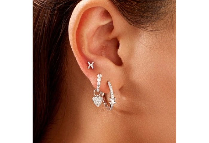 Silver Cross Cubic Zirconia Studs