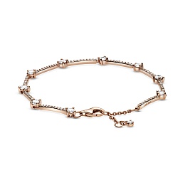 14k Rose gold-plated bracelet with clear cubic zir