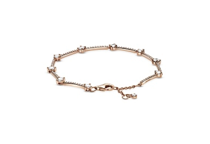 14k Rose gold-plated bracelet with clear cubic zir