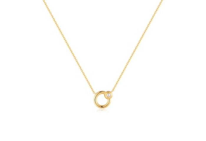Gold Hoop Freshwater cultured pearl Necklace