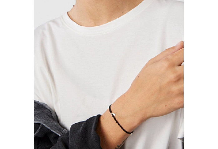 NYLON CORD SPINELS AND SILVER BRACELET