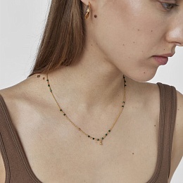 SILVER GOLDPLATED CHOKER MALACHITE 45CM