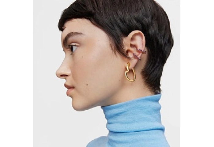 1 SILVER GOLD PLATED EARRING HEART 31MM