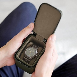 Olive Green Single Zipped Watch Box 