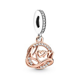 Mum and infinity Pandora Rose andsterling silver danglewith clear cubic zirconia /789374C01