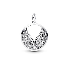 Wings sterling silver medallion with clear cubic z