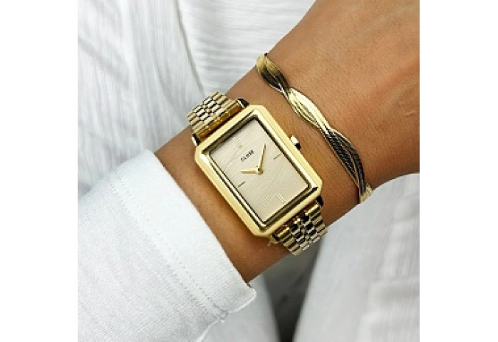Fluette Watch Steel, Sand Texture Gold, Gold Colou