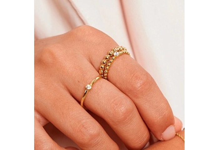Gold Cubic Zirconia Round Dome Ring