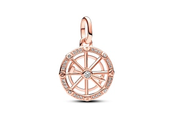 Spinning wheel 14k rose gold-plated medallion with