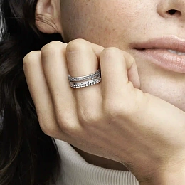 Pandora logo sterling silver ring with clear cubic