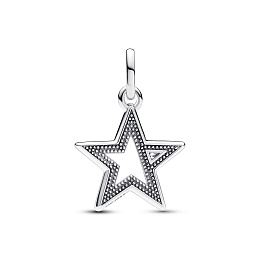 Star sterling silver medallion with clear cubic zirconia